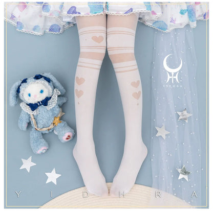 Yidhra - Enchanting Magic - Sweet Lolita Pantyhose Heart Hollow Out Thin Tights