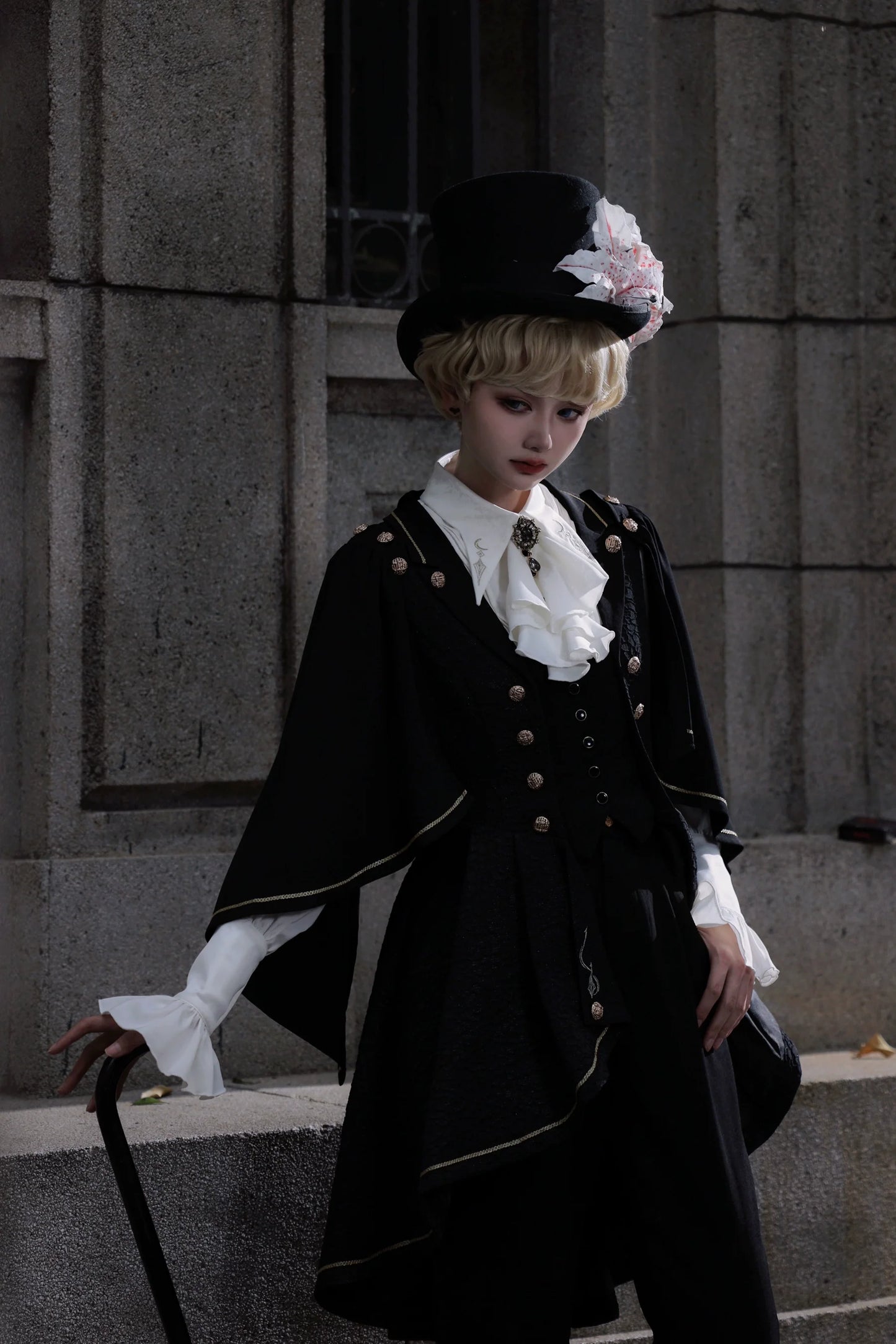 SilentMars - Fallen Moon Rule - Military Lolita Shirt Set Retro Knight Style Blouse
