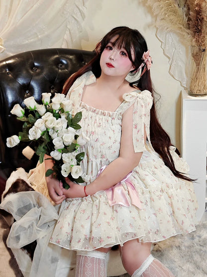 Rouroudream - Teenage Mind - Plus Size Lolita JSK Dress Chiffon Floral Print