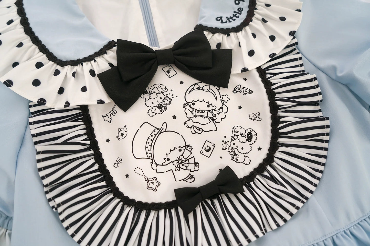 Vcastle - Sweet Lolita OP Dress Splicing Sleeve Apron Dot Print Dress