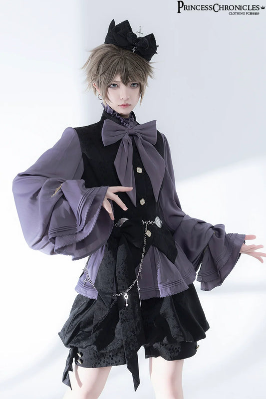 Princess Chronicles - Rabbit Hunt 2.0 - Ouji Lolita Retro Cool Purple Shirt & Shorts Set