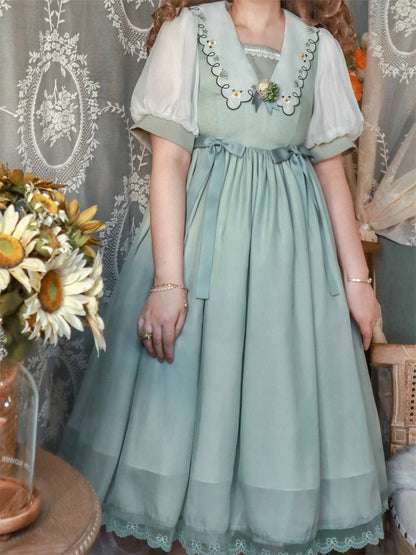 EESSILY - Afternoon Courtryard - Kawaii Lolita Summer Embroidery OP