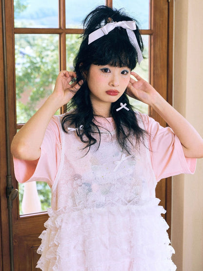 Mesh Lace Hem Dress【s0000002636】