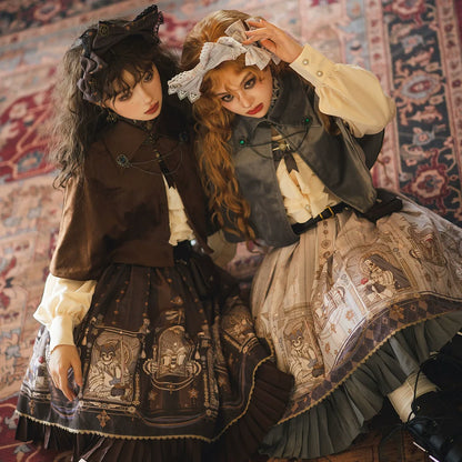 Miss Point - Demon Hunting Notes - Gothic Lolita Cross Print Short Skirt