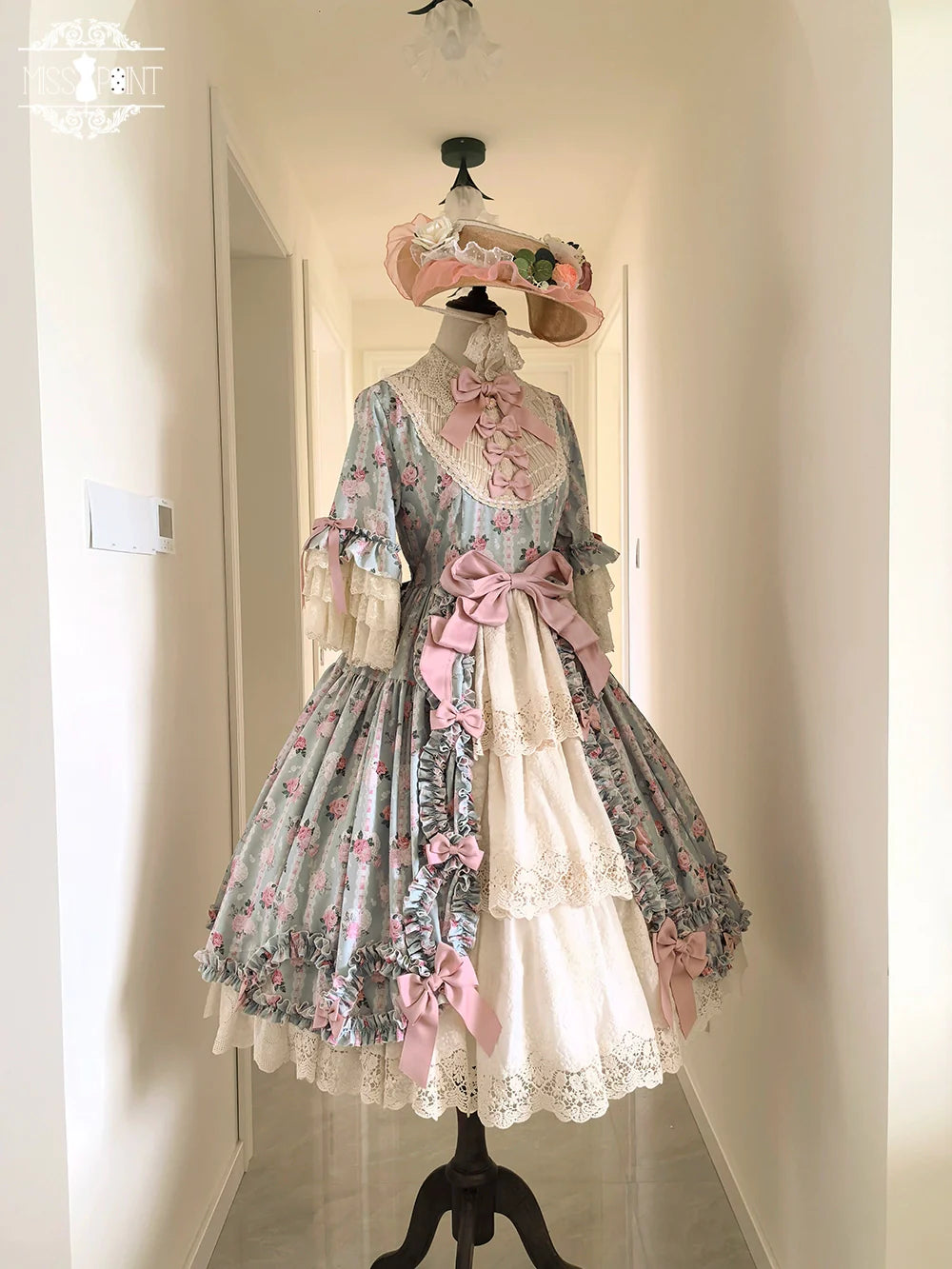 Miss Point - Lilyka Garden - Classic Lolita OP Dress Set Elegant Floral Wall Princess Sleeve