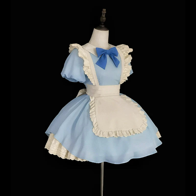With PUJI - KissKiss - Maid Lolita OP Dress Pleated Lace Multicolor Dress
