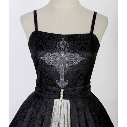 Cornfield Lolita - Silent Church - Gothic Lolita JSK Dress Printed Dress Thin Shawl Set