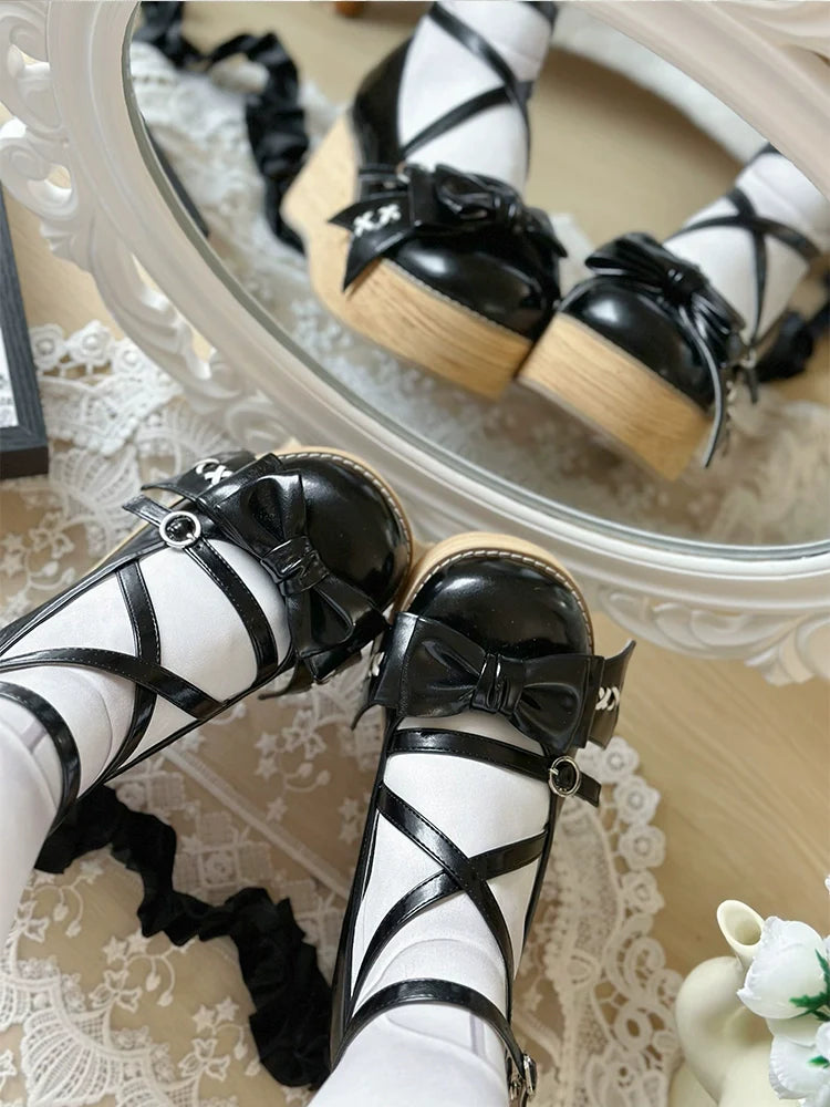 SeeYou - Sweet Cake - Sweet Lolita Platform Shoes Wood Grain