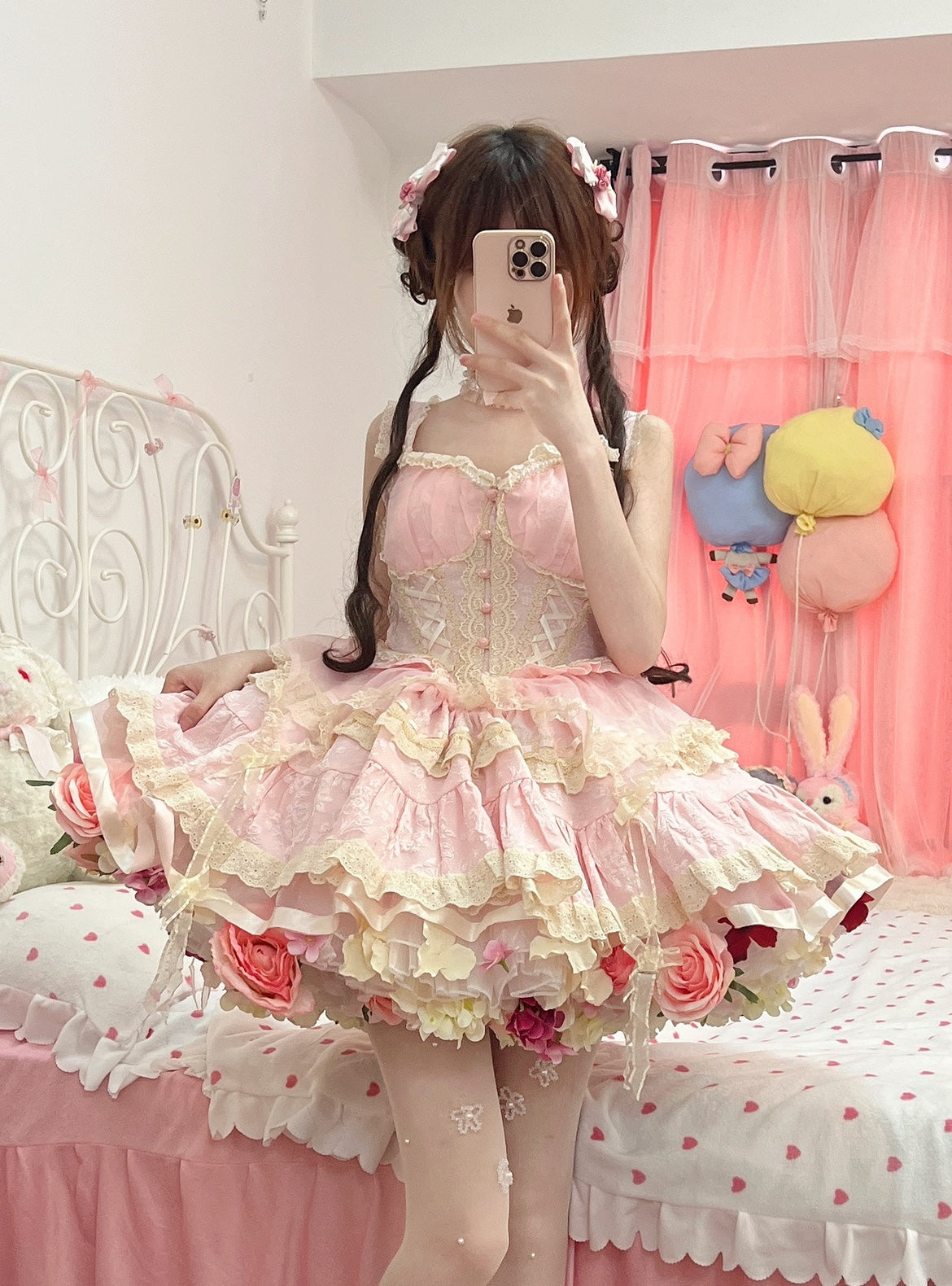 Sky Rabbit - Floral Lolita Petticoat with Detachable Trim