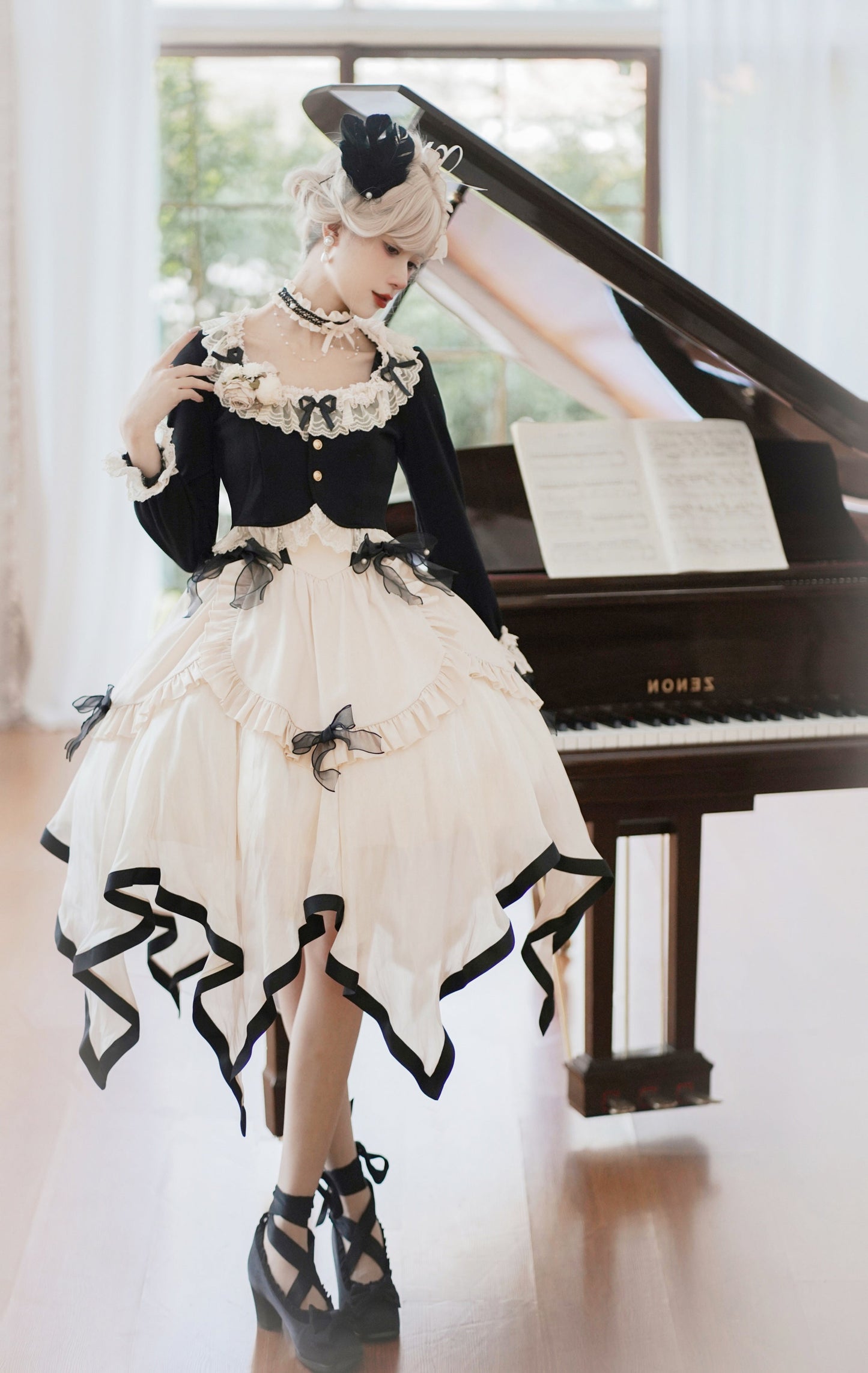 Unideer - Prelude - Elegant Lolita Bolero Jacket with Lace Ruffle Frill