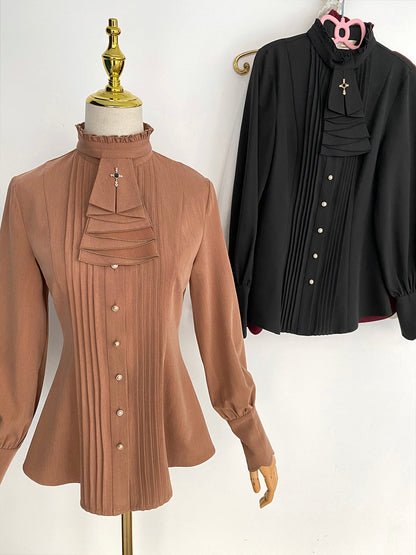 Little Dipper - Elegant Lolita Mutton Sleeve Stand Collar Blouse