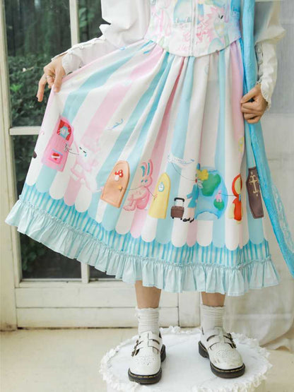 Hand-drawn printed skirt【s0000010071】