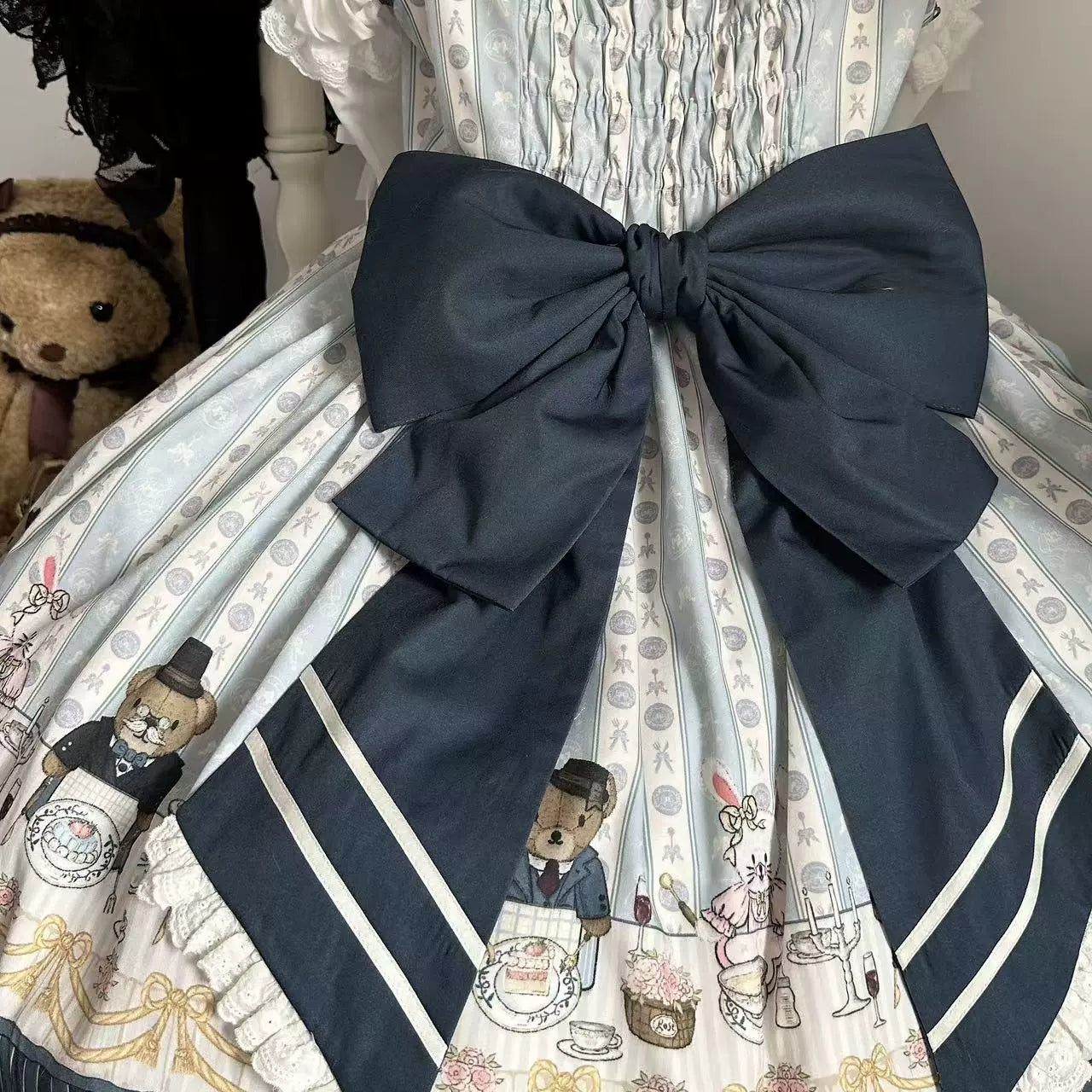 Babyblue - Animal Dinner Handle - Sweet Doll Lolita Headband BNT Bow Trailing Clips