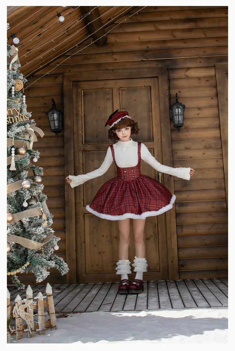 With PUJI - Wish Date - Twins Lolita Fishbone Bust-supporting JSK Winter Scarf-Cape