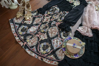 Miss Point - Cat Rose Tea - Sweet Lolita Skirt with Cute Prints Customized Size