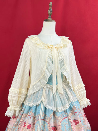 DMFS Lolita - Sweet Lolita Light Cardigan White Apricot Summer Cover-Up