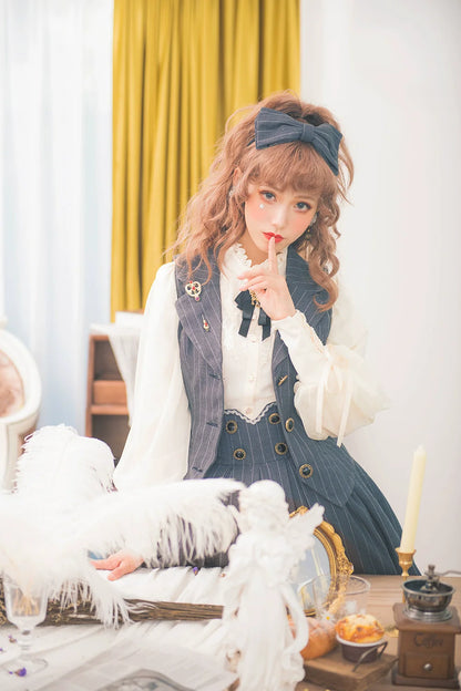 Miss Point - Rose Doll - Elegant Lolita Striped Fishbone Skirt