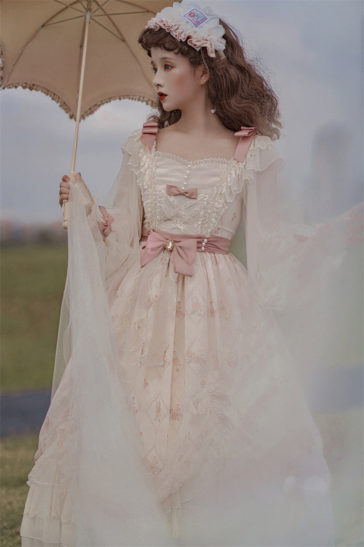 Letters from Unknown Star - Time Stationery - Elegant Lolita Long Sleeve OP Dress