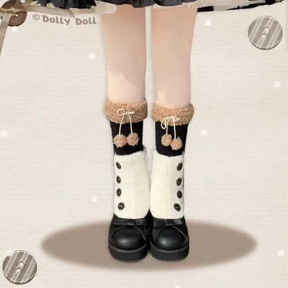 Dolly Doll - Winter Lolita Boots Fur Mary Jane Lolita Low Heel Shoes