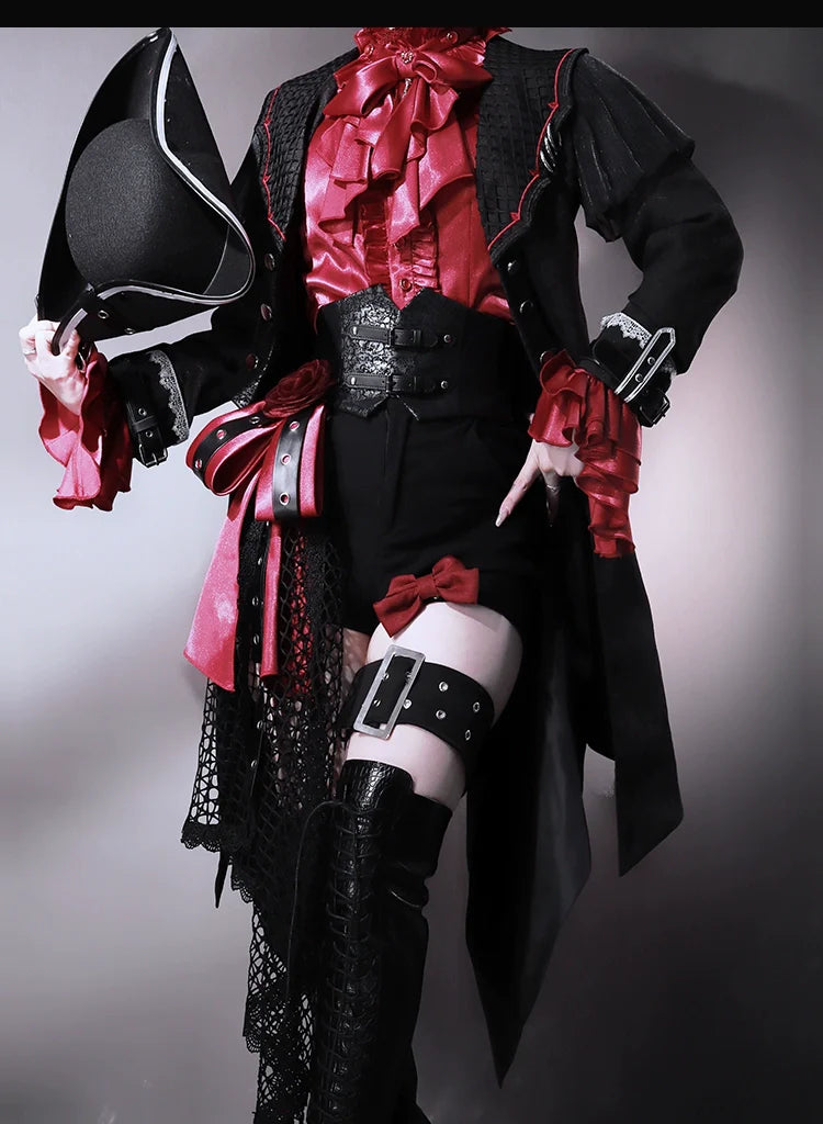 Forest Fluorescent Carps - Rose Countess - Ouji Lolita Pants Suit Prince Coat Elegant Shirt Trailing