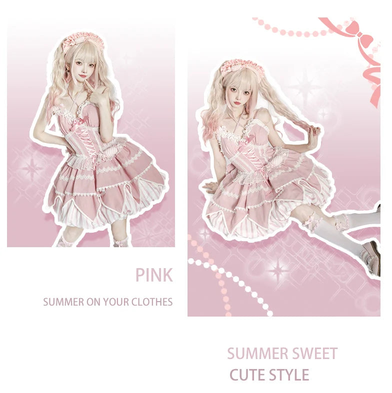 OCELOT - Sweety Gummy - Sweet Lolita JSK Dress Big Bow Flower Bud Lolita Dress