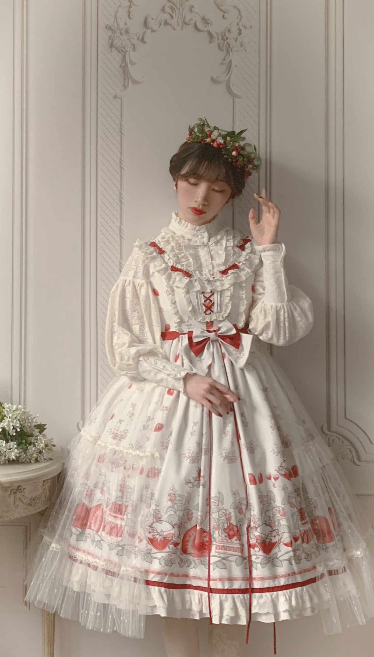Bodhi Lolita - Strawberry Fruit Tea SP - Apricot Sweet Lolita Jumper Dress