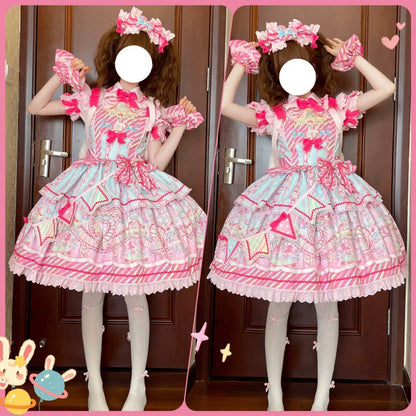 Letters from Unknown Star - Candy Park - Sweet Lolita Print Jumper Dress
