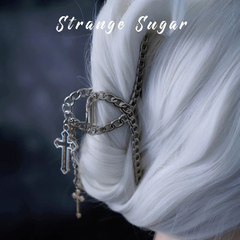 Strange Sugar - Gothic Lolita Hair Clip Alloy Bow Cross Lolita Claw Clip Accessories