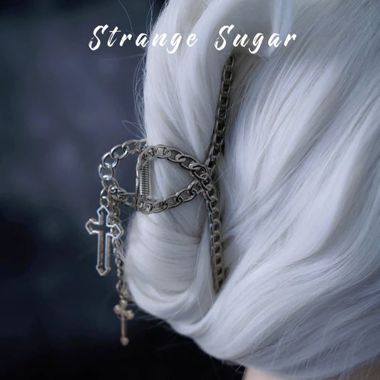 Strange Sugar - Gothic Lolita Hair Clip Alloy Bow Cross Lolita Claw Clip Accessories