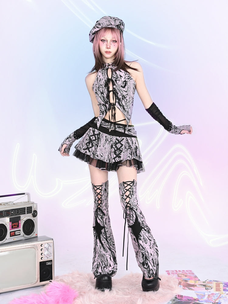 Low waist A-line pleated skirt【s0000002456】