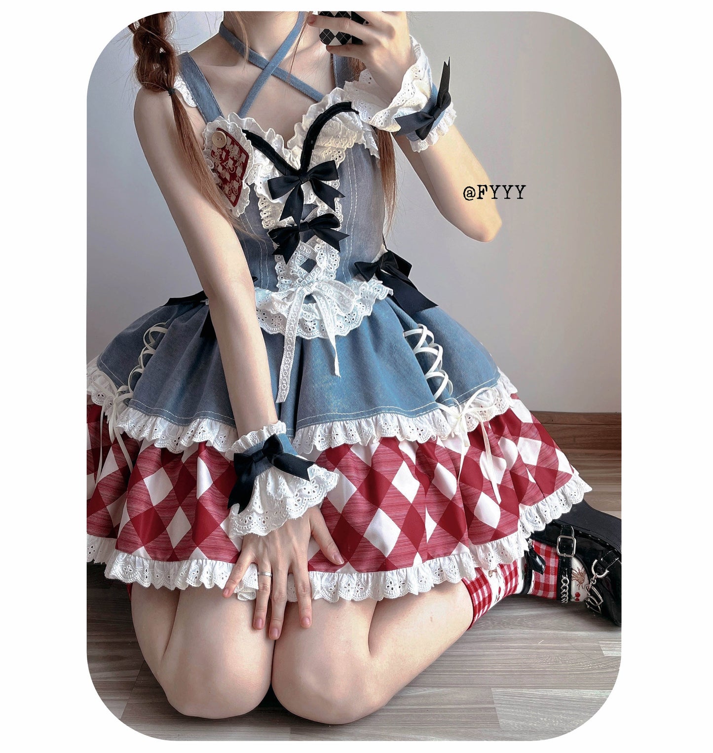 Kuma - Sweet Cowboy - Sweet Lolita Pastel Colors Denim Skirt Set