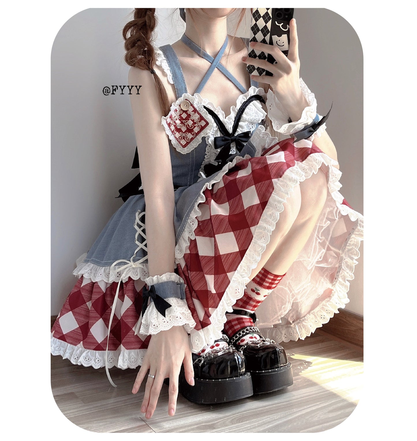 Kuma - Sweet Cowboy - Sweet Lolita Pastel Colors Denim Skirt Set