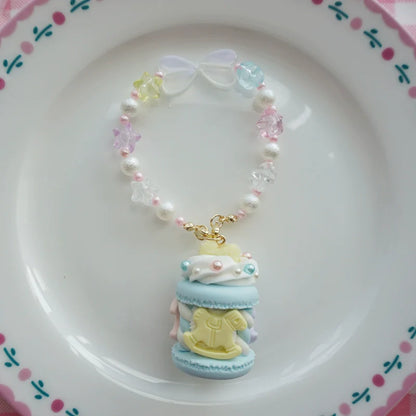 Cat Tea Party - Sweet Lolita Necklace Carousel Cream Macaron Bag Pendant