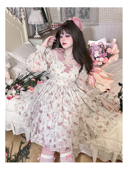 Yingtang - Plus Size Lolita Floral Print Lolita Dress