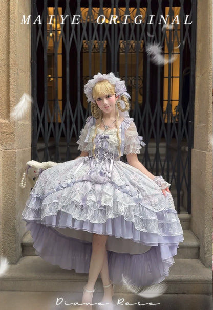 MieYe - Diana Rose - Bridal Lolita Dress Short Wedding OP with Accessories
