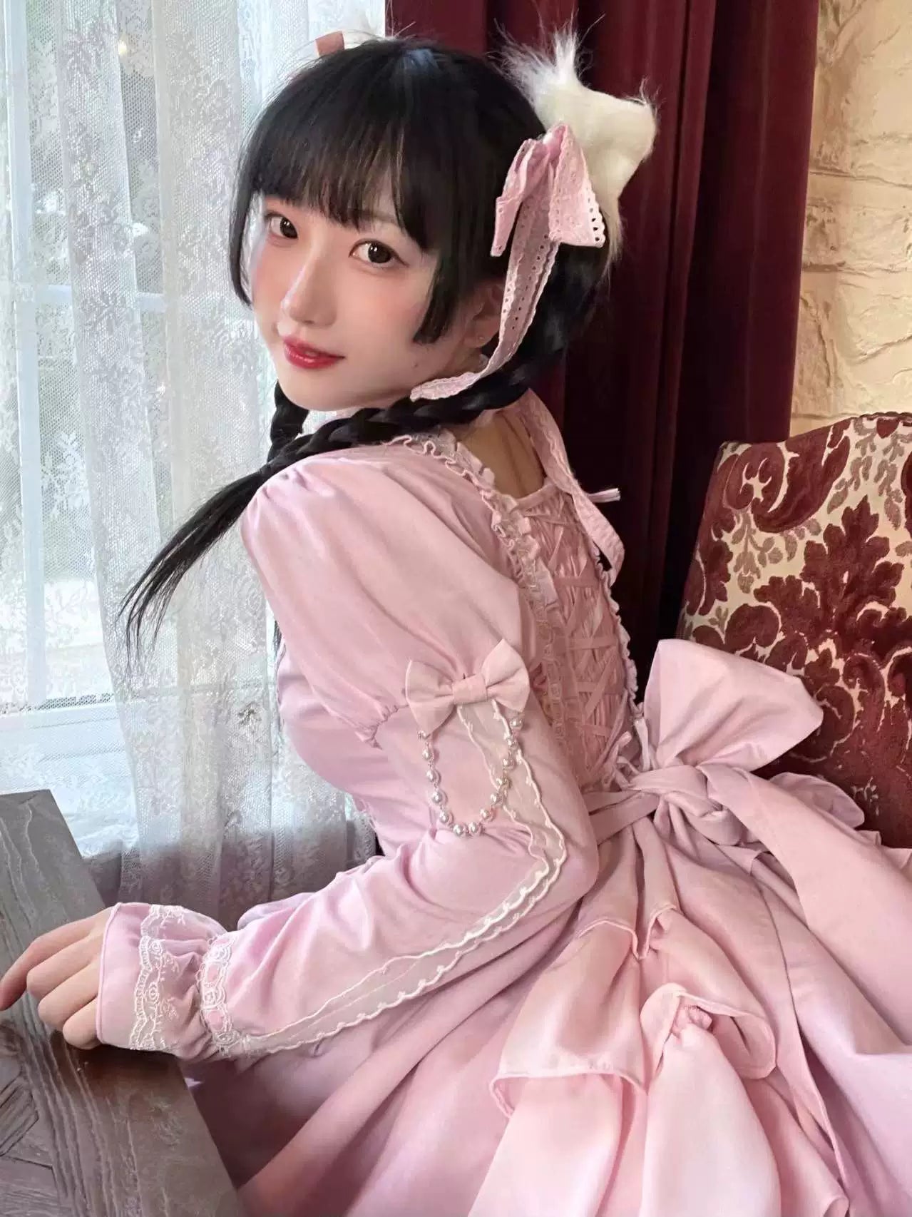 Catlow Rabbit - Black Lolita Doll OP/JSK with Adjustable Elasticity