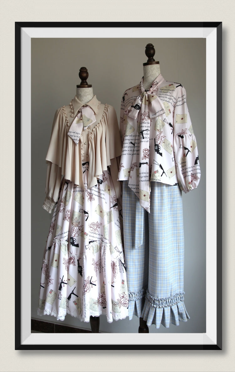 VTGDOLL - World War II love letter - Elegant Lolita Shirt and Lolita Painted SK