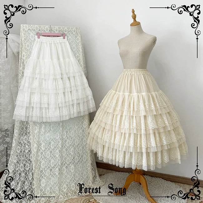 Forest Song - Star and Sea - Classic Lolita Petticoat Adjustable Tiered Ruffle Skirt