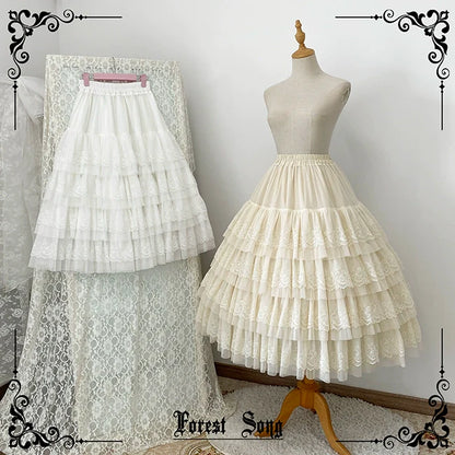 Forest Song - Star and Sea - Classic Lolita Petticoat Adjustable Tiered Ruffle Skirt