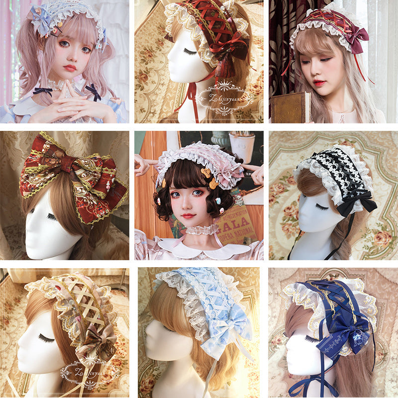 ZhiJinYuan - Sweet Lolita Lace Bow Hairband Multicolors