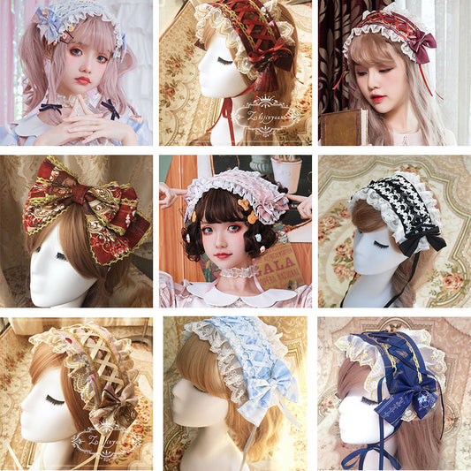 ZhiJinYuan - Sweet Lolita Lace Bow Hairband Multicolors