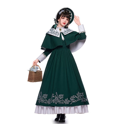 Youpairui - Lobnya - Gothic Nun Lolita Green OP Dress Set