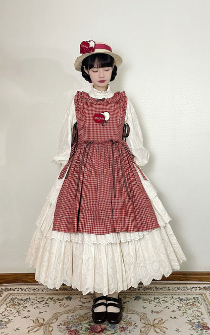 Miss Point - Chubby Fox in the Forest - Customized Lolita Skirt Embroidery Lace Cotton Lolita Skirt