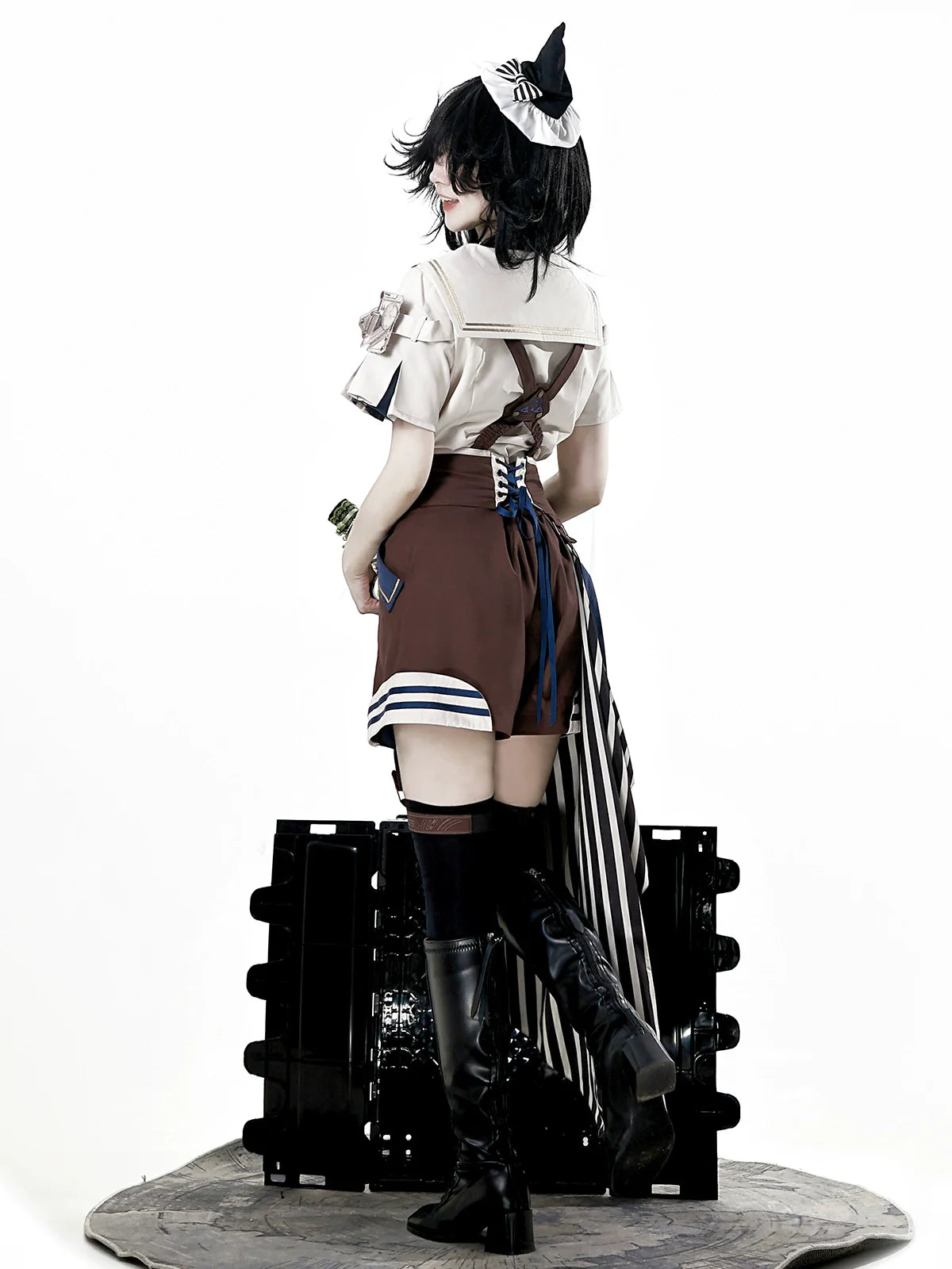 Designer's Gift - Voyager's Daily - Ouji Lolita Suspender Shorts Set with Shirt & Trailing