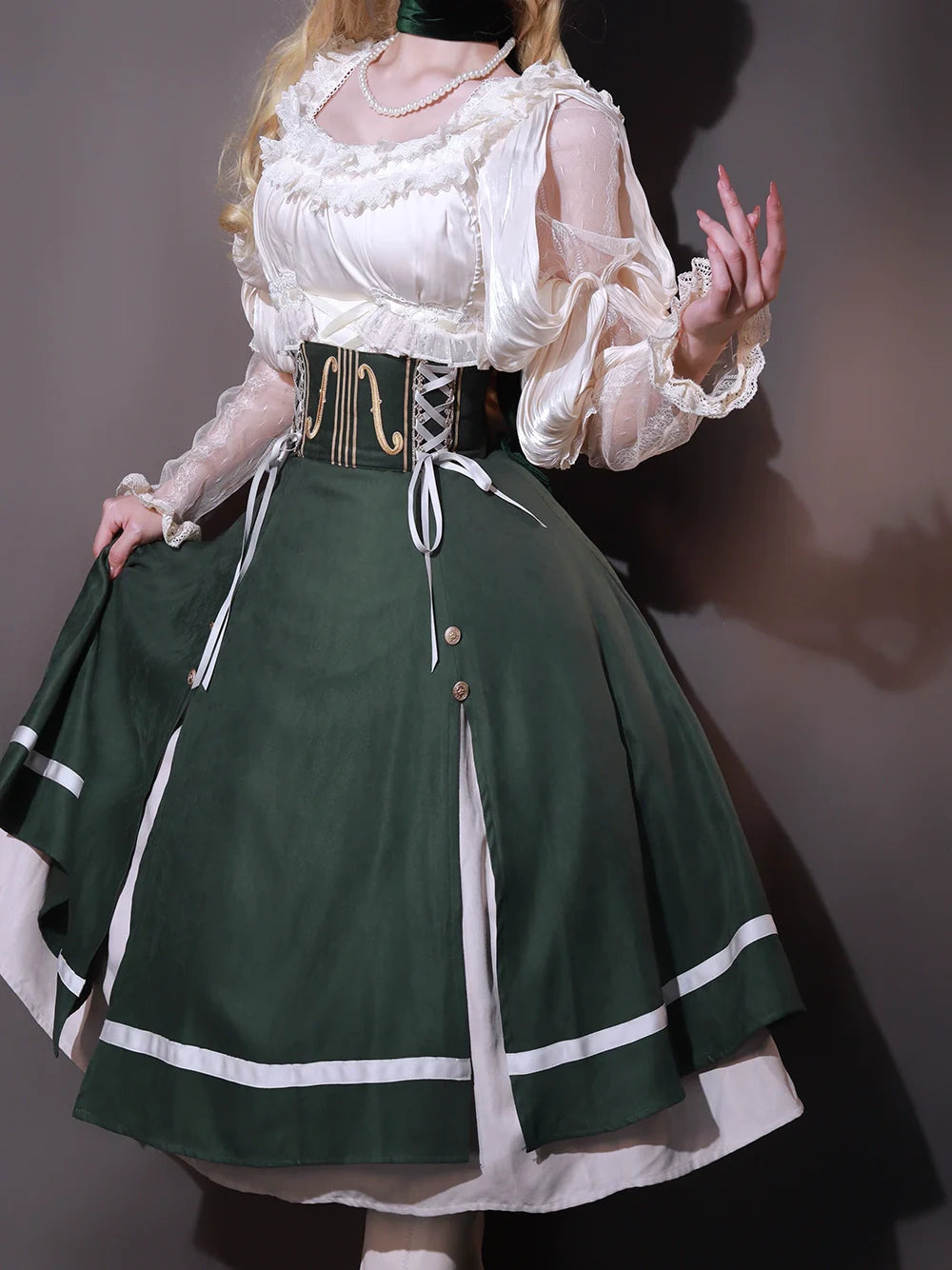 Miss Point - Golden Movement - Elegant Lolita Fishbone Skirt Customized