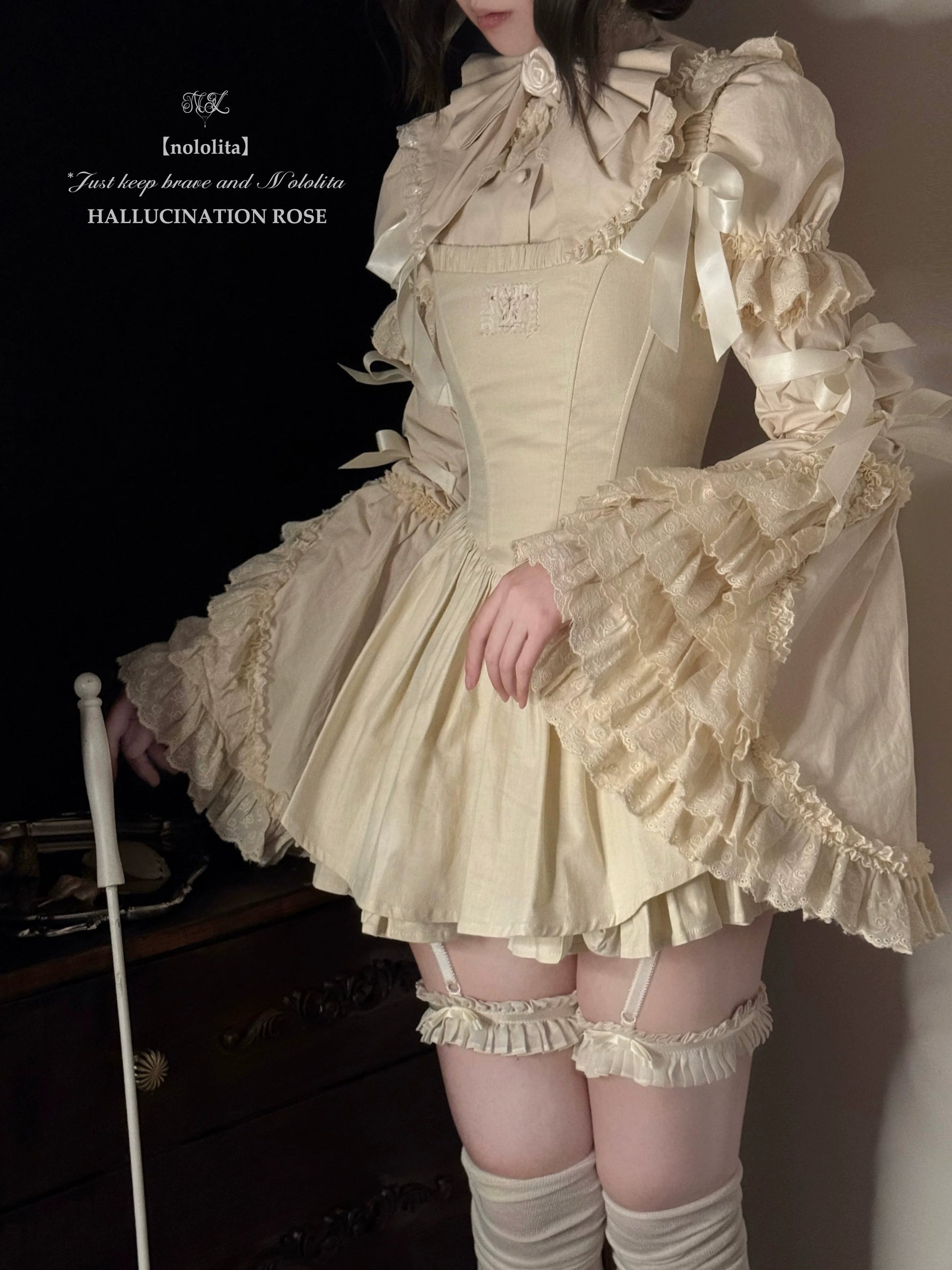 Nololita - Nightingale - Old School Lolita Shirt with Detachable Sleeves