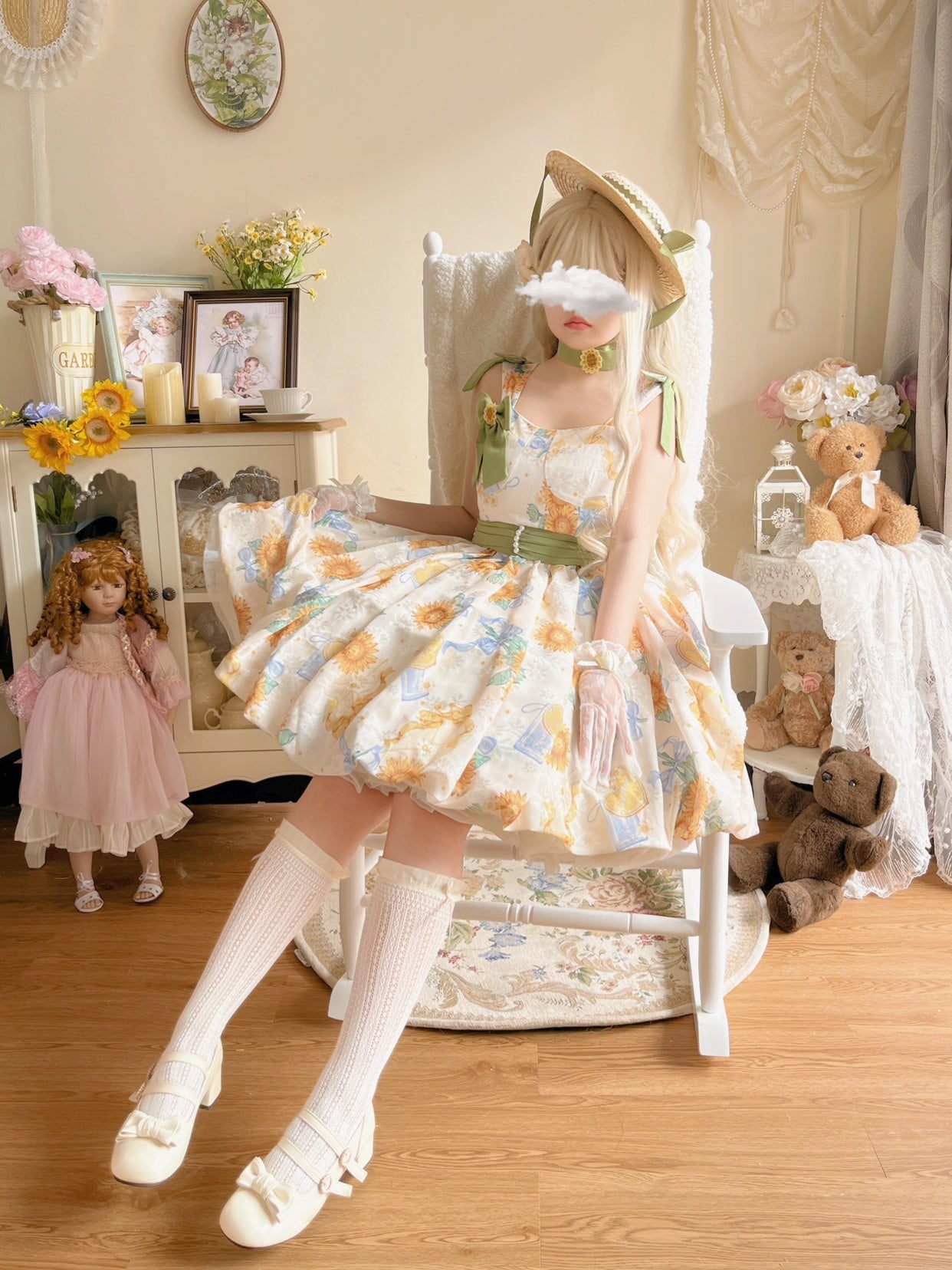 Akiyama Future Studio - Sunflower Print Lolita JSK Dress in Breathable Light Fabric