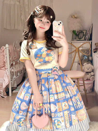 Miss Point - Daisy Lemon - Daily Lolita Lemon Print T-Shirt Customized