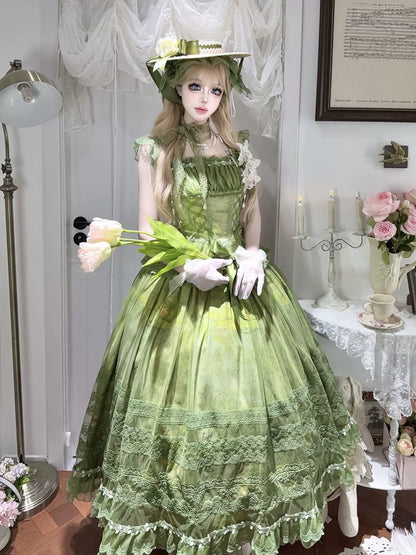 Hanguliang - Foggy Vineyard - Fishbone Classic Lolita Bodice, Maxi Skirt
