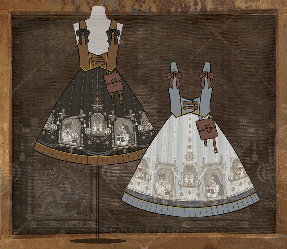 Miss Point - Demon Hunting Notes - Gothic Lolita Cross Print Short Skirt